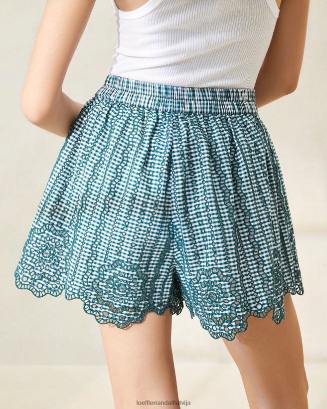 sievietes Dorian ķemmīti šorti mini zaļais gingham Loeffler Randall drēbes PJ4VVD226
