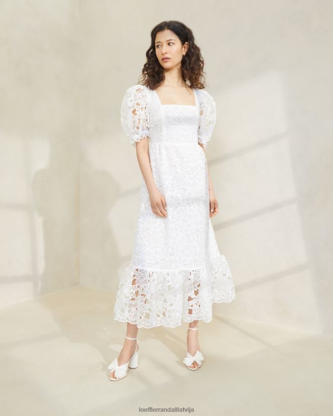 sievietes Addison kleita ar pūšamām piedurknēm krēms Loeffler Randall drēbes PJ4VVD182