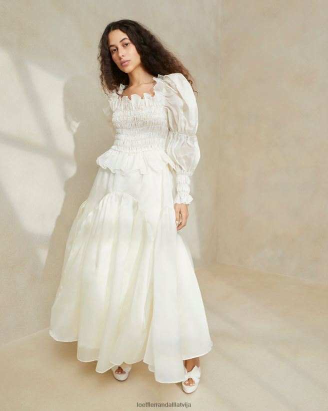 sievietes suzette smocked organzas kleita krēms Loeffler Randall drēbes PJ4VVD170