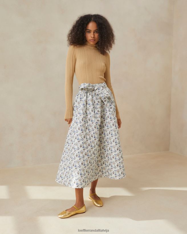 sievietes leigh stepēti svārki krēms/ziedu Loeffler Randall drēbes PJ4VVD244