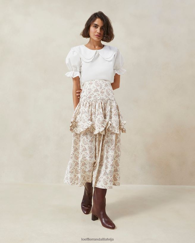 sievietes milo Paisley svārki ar volāniem krēms paisley ziedu Loeffler Randall drēbes PJ4VVD240