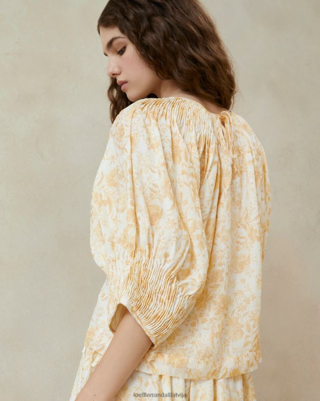 sievietes Sloane smocked top tonāls vīnogulāju ziedu Loeffler Randall drēbes PJ4VVD241