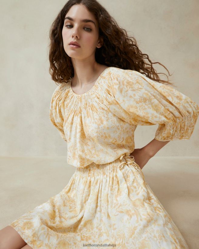 sievietes Sloane smocked top tonāls vīnogulāju ziedu Loeffler Randall drēbes PJ4VVD241