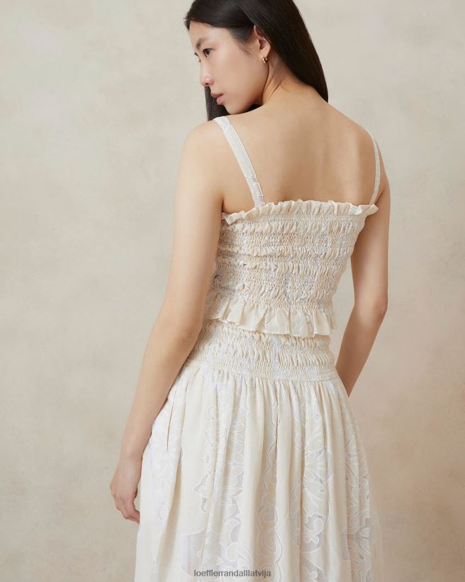 sievietes anita smocked top ekru Loeffler Randall drēbes PJ4VVD251