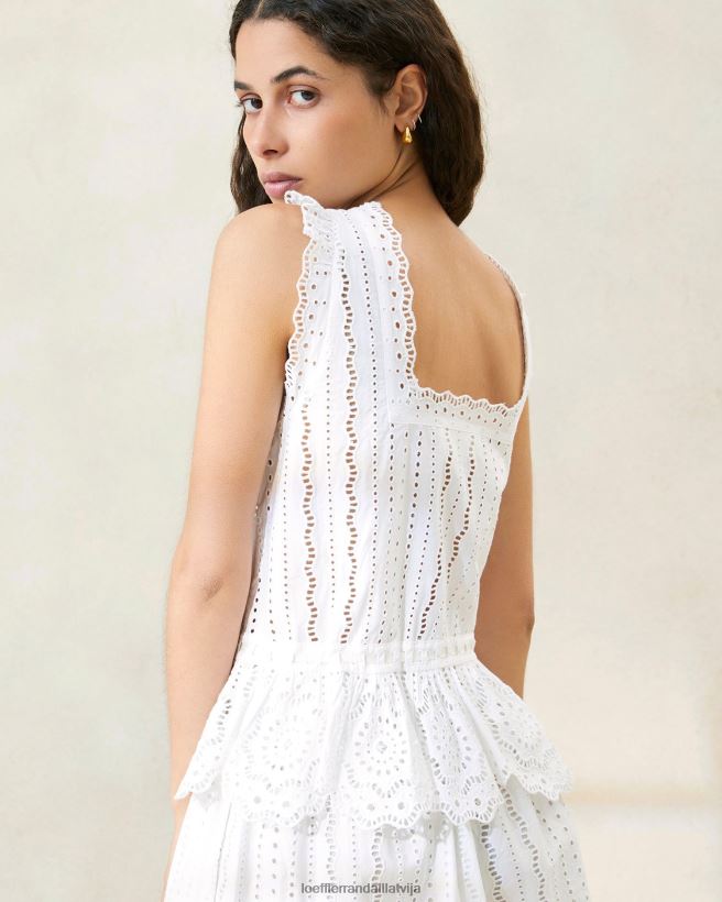 sievietes arden ķemmēta blūze balts Loeffler Randall drēbes PJ4VVD208