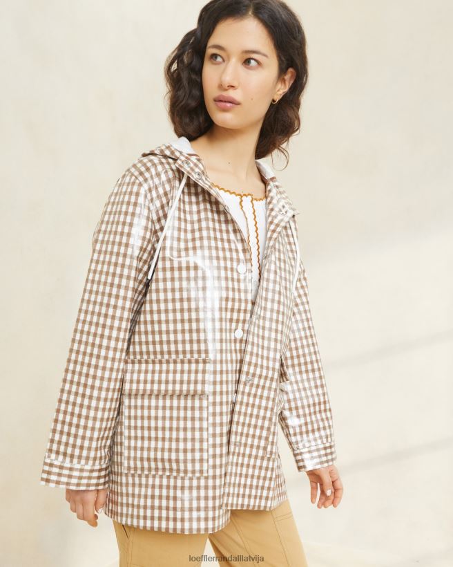 sievietes miglaina lietus jaka brūnais gingham Loeffler Randall drēbes PJ4VVD257