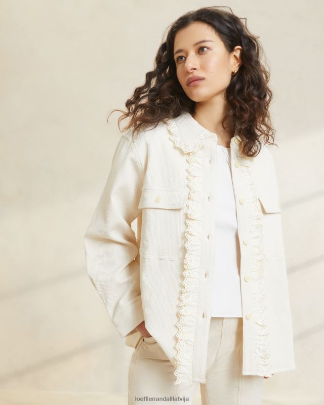 sievietes zeke eyelet chore mētelis ekru Loeffler Randall drēbes PJ4VVD260