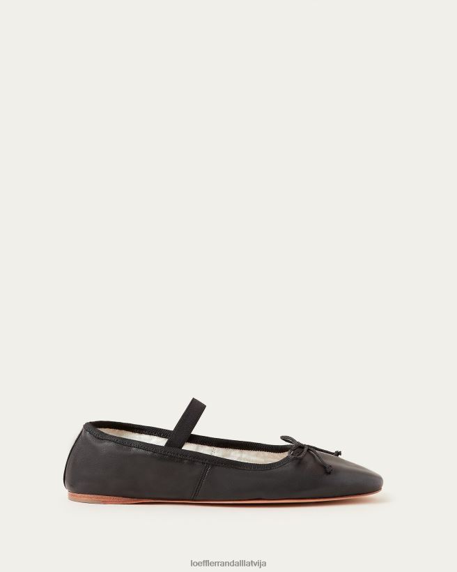 sievietes Leonija baleta dzīvoklis melna āda Loeffler Randall kurpes PJ4VVD293