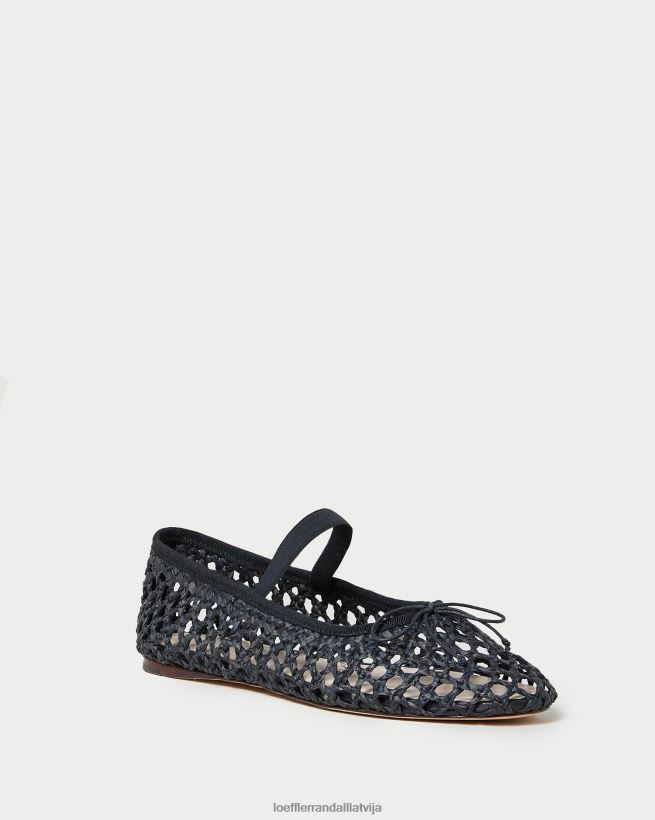 sievietes Leonija baleta dzīvoklis melns tamborējums Loeffler Randall kurpes PJ4VVD301