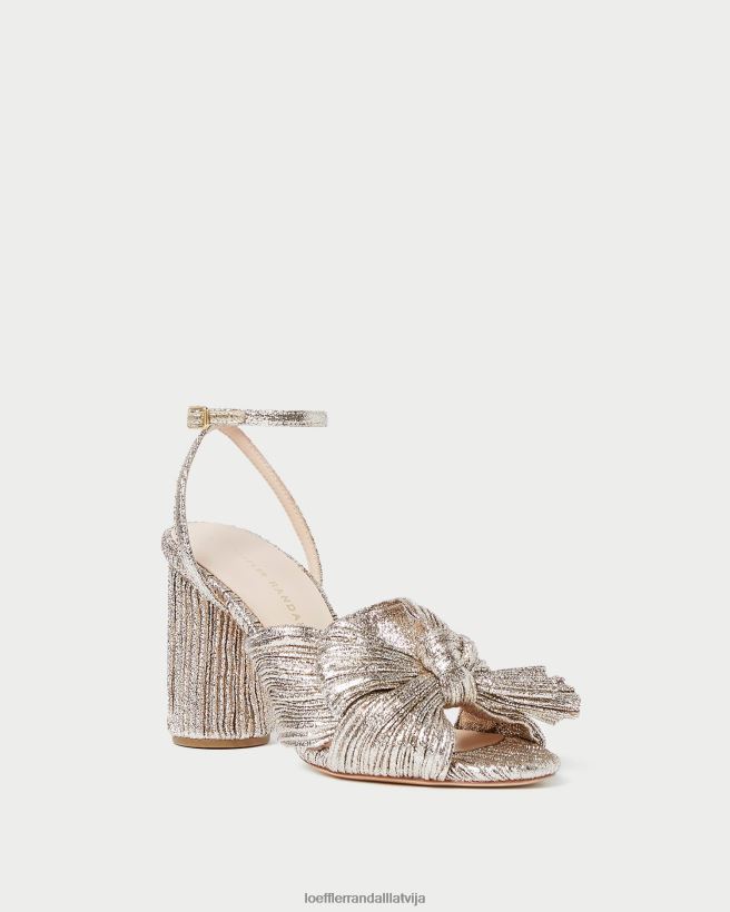 sievietes kamēlijas kroku loka papēdis šampanietis Loeffler Randall kurpes PJ4VVD64