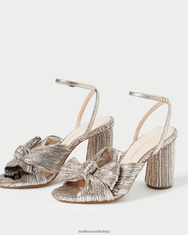 sievietes kamēlijas kroku loka papēdis šampanietis Loeffler Randall kurpes PJ4VVD64