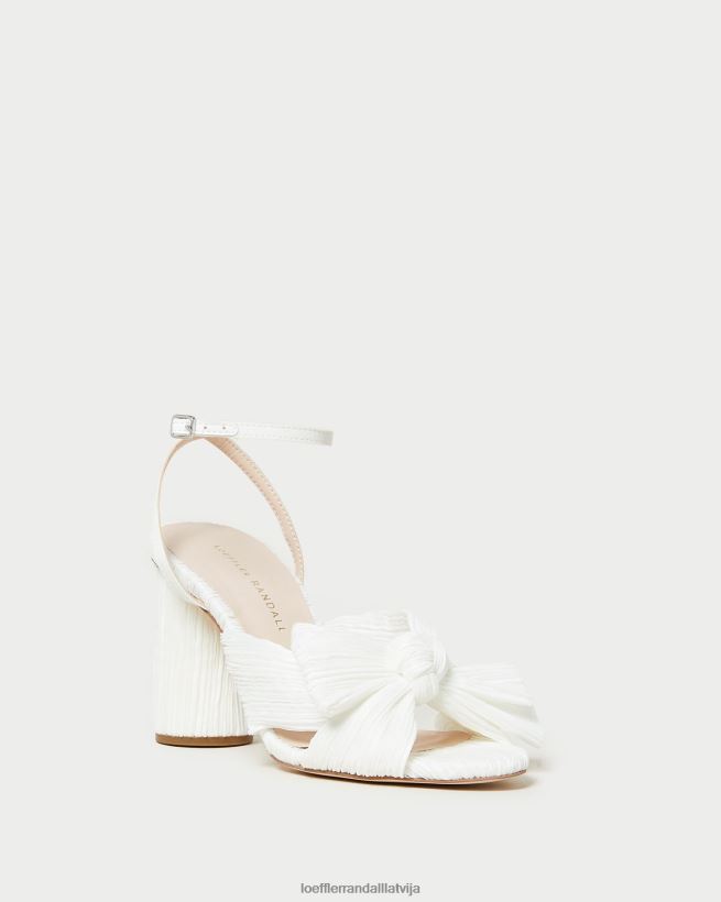 sievietes kamēlijas kroku loka papēdis balts Loeffler Randall kurpes PJ4VVD32