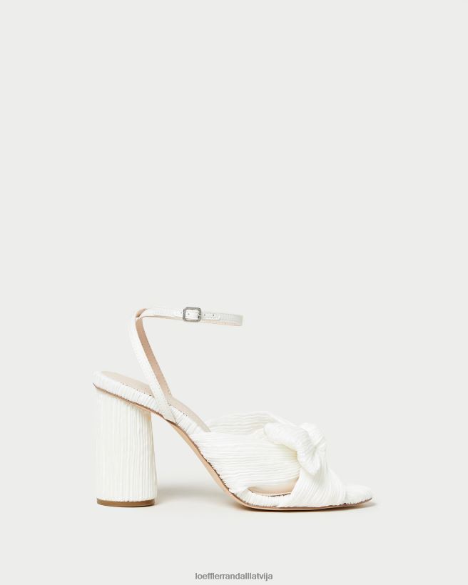 sievietes kamēlijas kroku loka papēdis balts Loeffler Randall kurpes PJ4VVD32