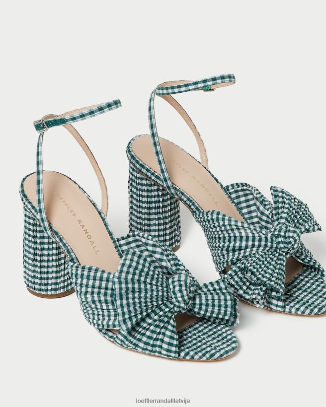 sievietes kamēlijas priekšgala papēdis mini zaļais gingham Loeffler Randall kurpes PJ4VVD96