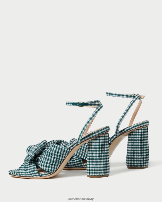 sievietes kamēlijas priekšgala papēdis mini zaļais gingham Loeffler Randall kurpes PJ4VVD96