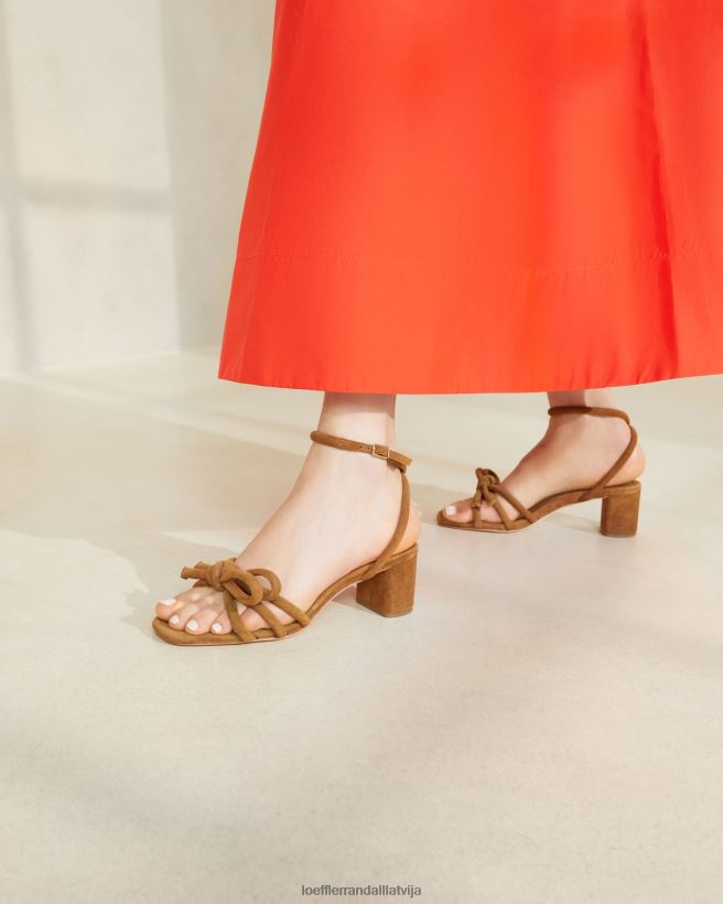 sievietes mikel bow vidēja papēža sandales kakao Loeffler Randall kurpes PJ4VVD62