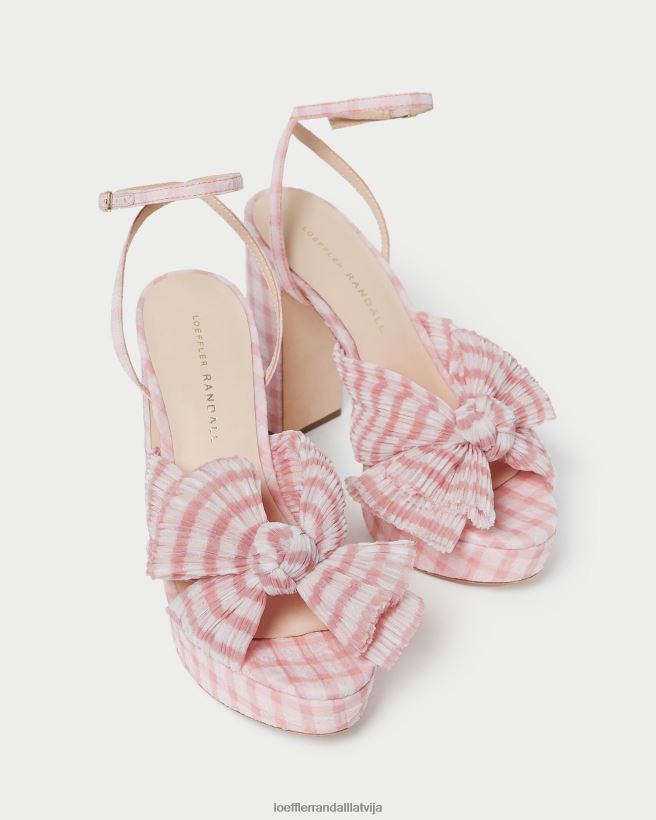 sievietes natālija priekšgala papēdis maigi rozā gingham Loeffler Randall kurpes PJ4VVD82