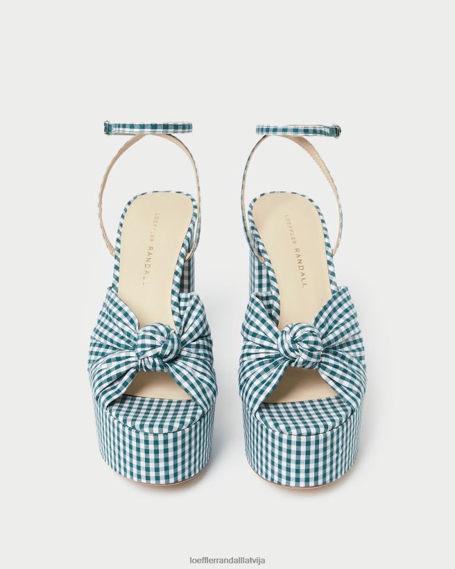 sievietes rozā mezgla platforma mini zaļais gingham Loeffler Randall kurpes PJ4VVD90