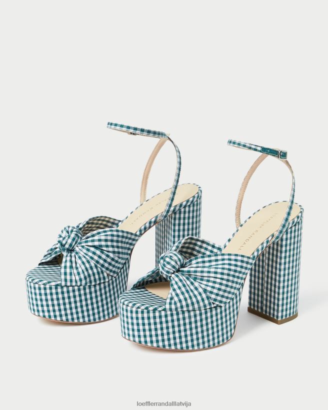 sievietes rozā mezgla platforma mini zaļais gingham Loeffler Randall kurpes PJ4VVD90