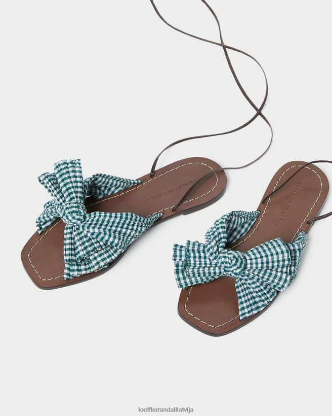 sievietes peoniju loka slidkalniņš mini zaļais gingham Loeffler Randall kurpes PJ4VVD136