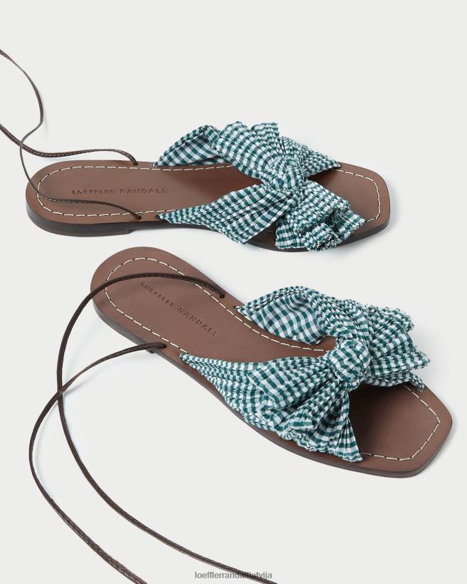 sievietes peoniju loka slidkalniņš mini zaļais gingham Loeffler Randall kurpes PJ4VVD136