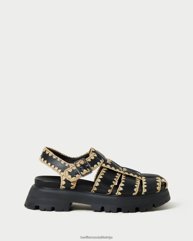 sievietes talia būra sandales melns/dabisks Loeffler Randall kurpes PJ4VVD125