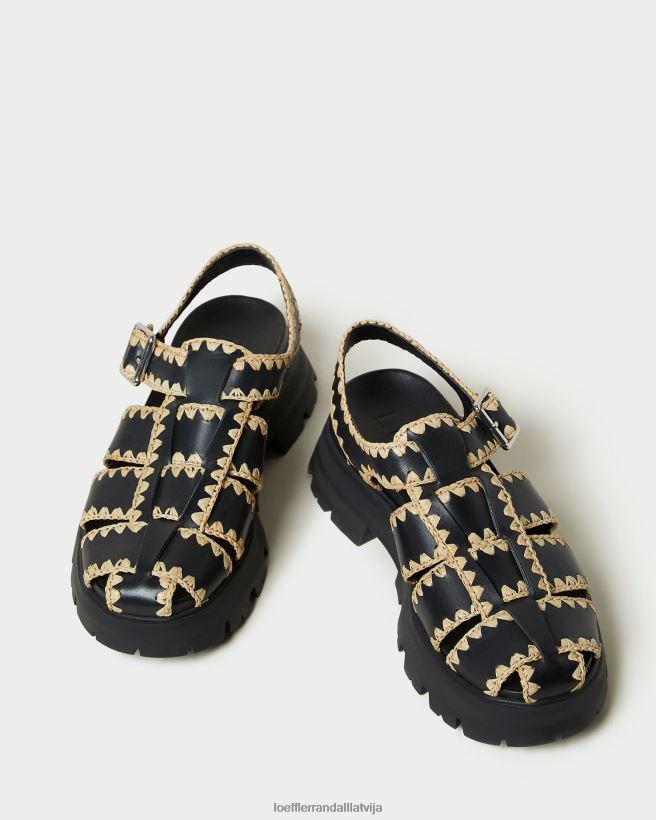 sievietes talia būra sandales melns/dabisks Loeffler Randall kurpes PJ4VVD125
