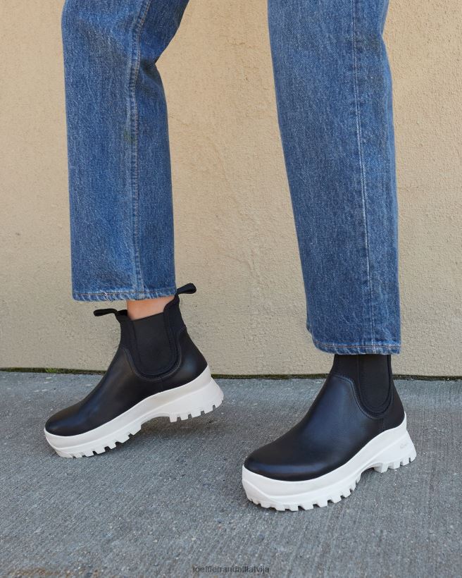 sievietes tara krēms laika zābaks melns balts Loeffler Randall kurpes PJ4VVD280