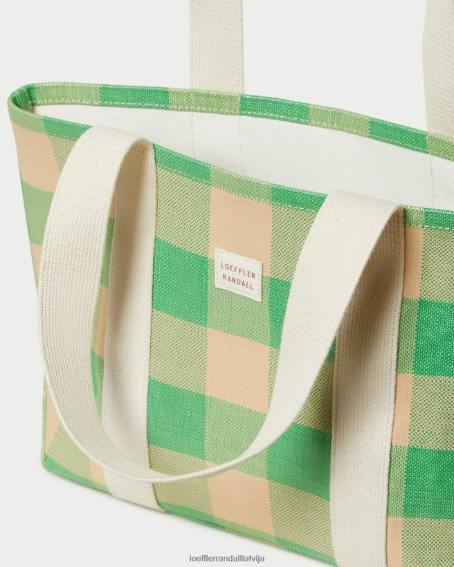 sievietes bennett vidējais tote zaļš/sviestmaizi gingham Loeffler Randall somas PJ4VVD314