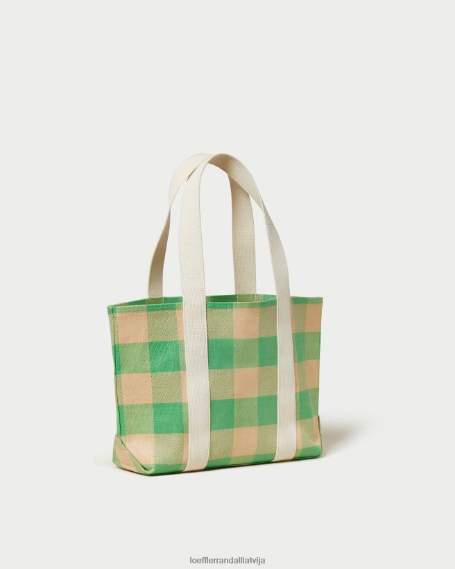 sievietes bennett vidējais tote zaļš/sviestmaizi gingham Loeffler Randall somas PJ4VVD314