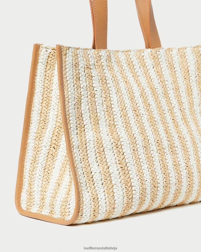 sievietes pia dabīgs tamborēts tote balta/dabiska svītra Loeffler Randall somas PJ4VVD323