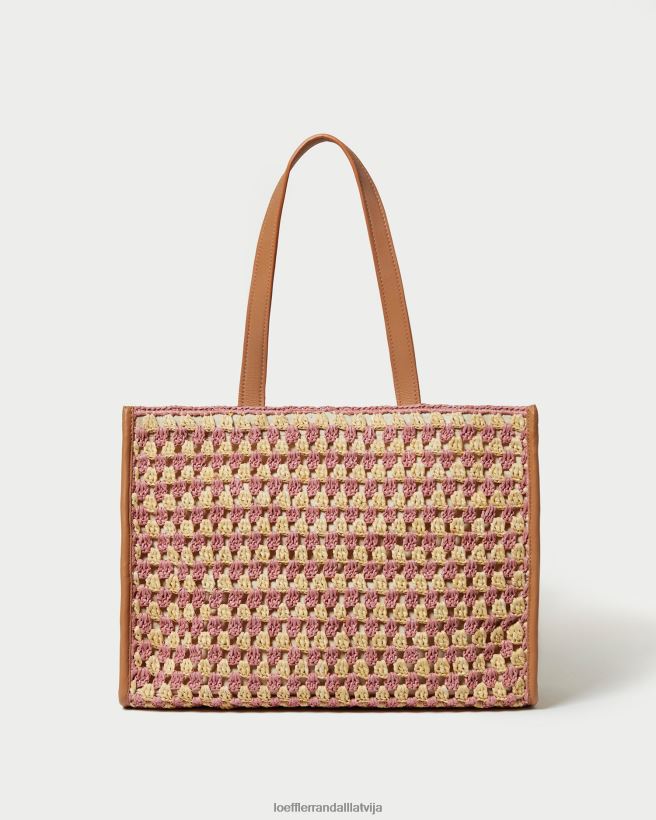 sievietes pia tamborēšanas tote dabīgs/rozā/medus Loeffler Randall somas PJ4VVD315